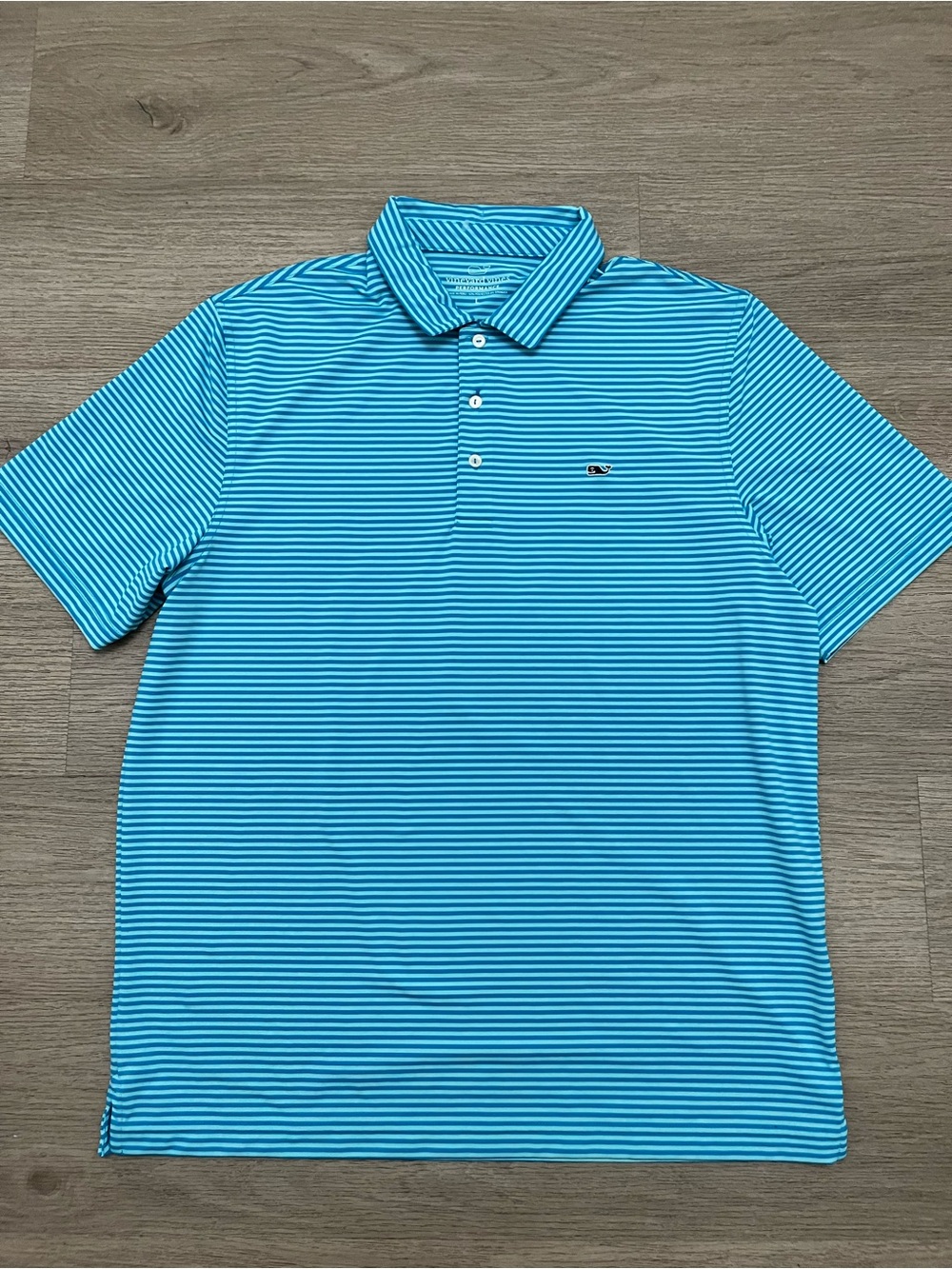 Vineyard Vines Teal Golf Striped Performance Polo Size Large - Picture 2 of 7